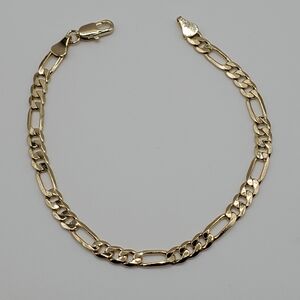 Gold Plated Figaro Bracelet 4.8mm 8" Women Men, NEW